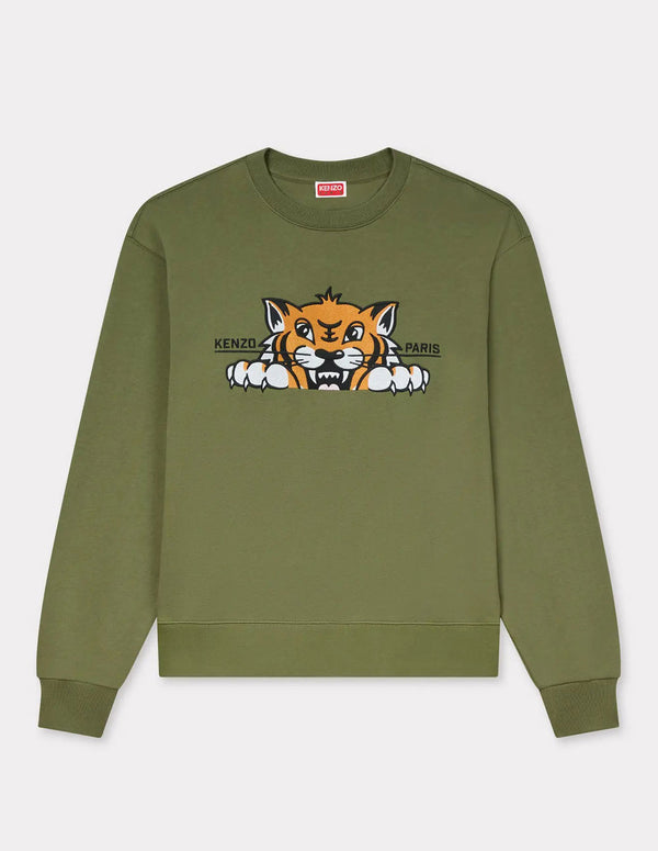 Sudadera Kenzo Bordada Happy Tiger Verde Hombre