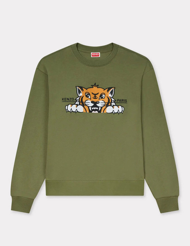 Sudadera Kenzo Bordada Happy Tiger Verde Hombre