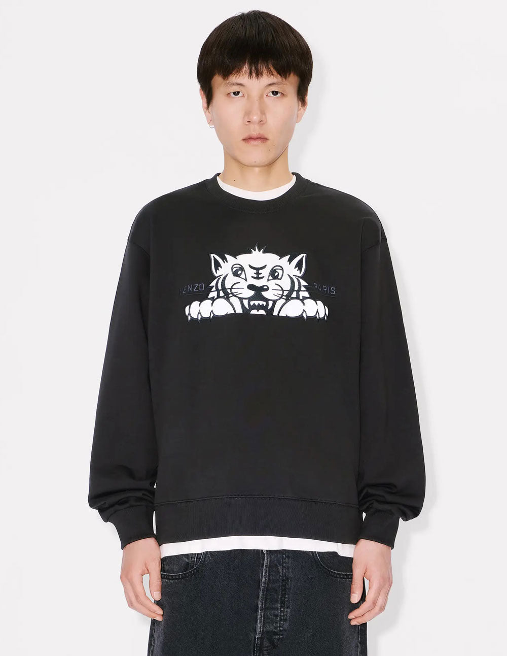 Sudadera Kenzo Bordada Happy Tiger Negra Hombre FF65SW2654MF-99J