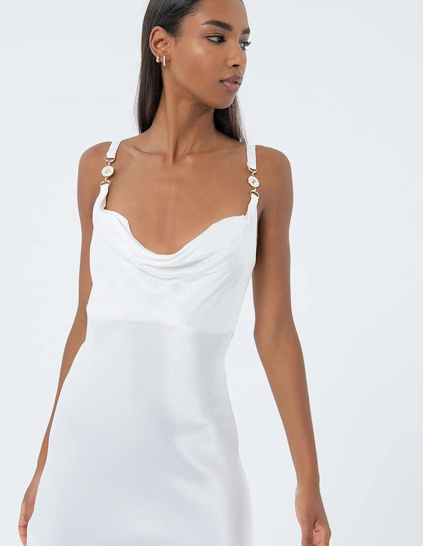 Vestido Fracomina de Satén Blanco Mujer