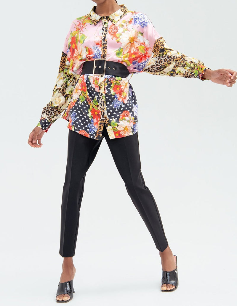 FRACOMINA Over Fit Blouse with Multicolored Printed Belt for Woman
