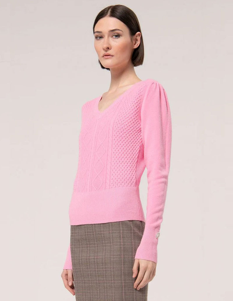 Jersey Fracomina de Escote Pico Rosa Mujer