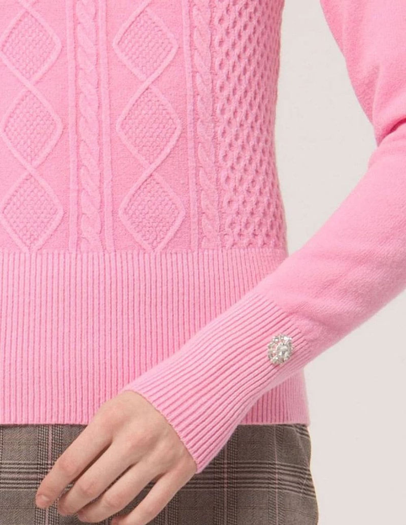 Jersey Fracomina de Escote Pico Rosa Mujer