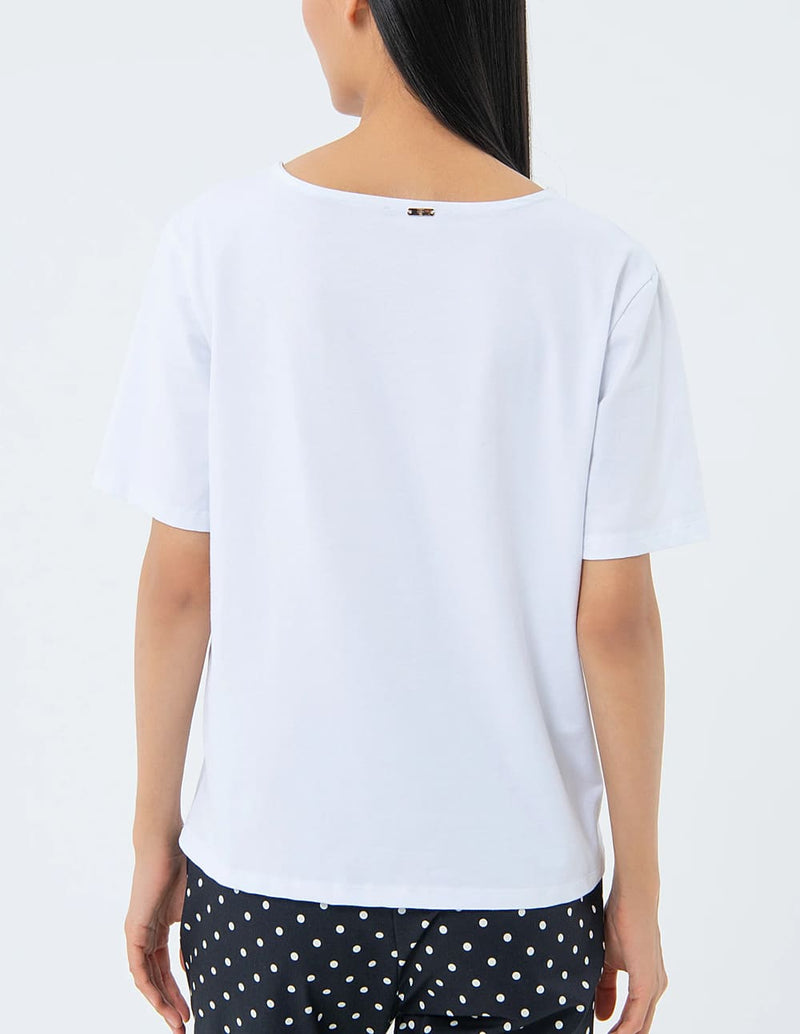 Camiseta Fracomina de Escote Pico Blanca Mujer