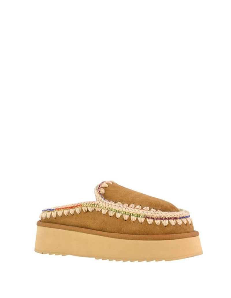 Zuecos MOU Eskimo Platform Rhinestones Marrones Mujer