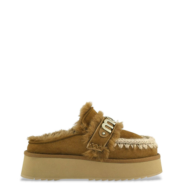 Zuecos MOU Platform Strap Logo Marrones Mujer MU.FW681006A-COG