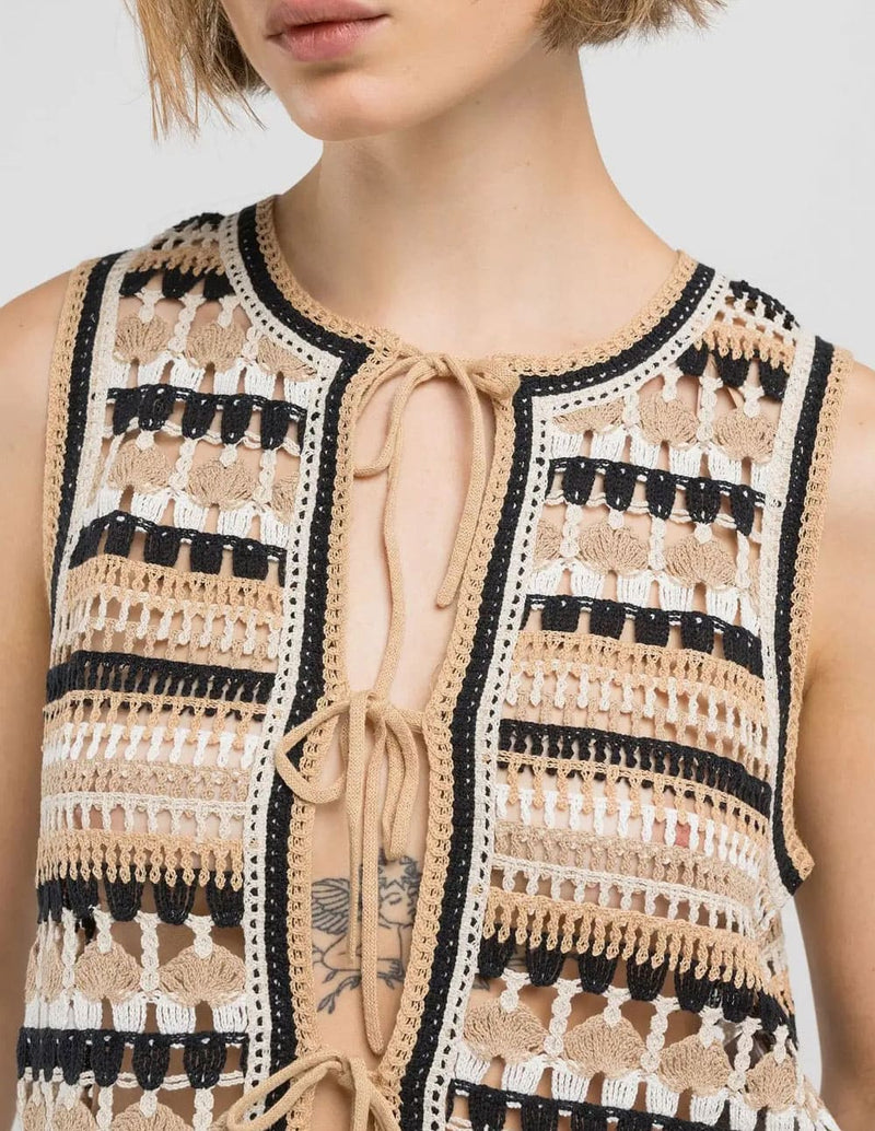Chaleco Replay Efecto Ganchillo Multicolor Mujer