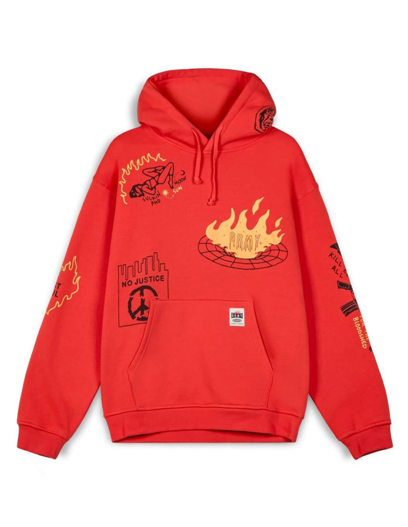 Sudadera con Capucha Grimey Back at You Wide Hole Roja Hombre