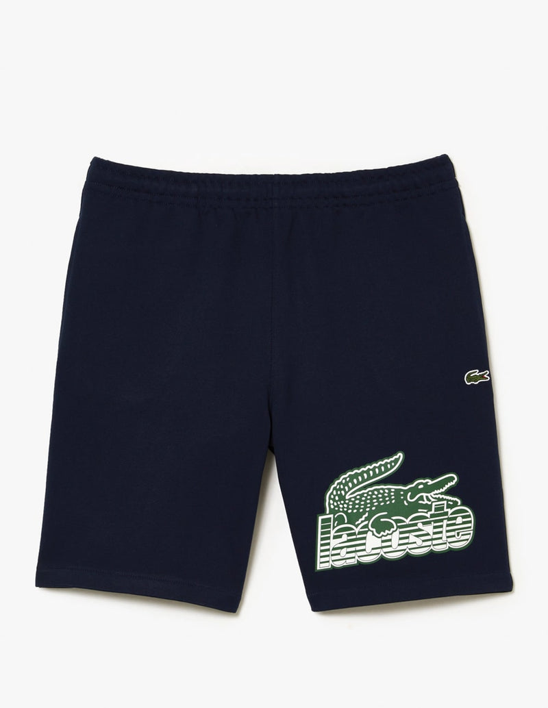 Pantalón Corto Lacoste con Logo Grande Azul Marino Hombre