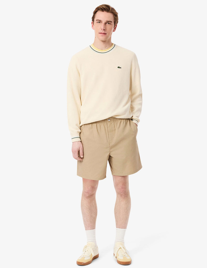 Pantalón Corto Lacoste de Popelín Beige Hombre