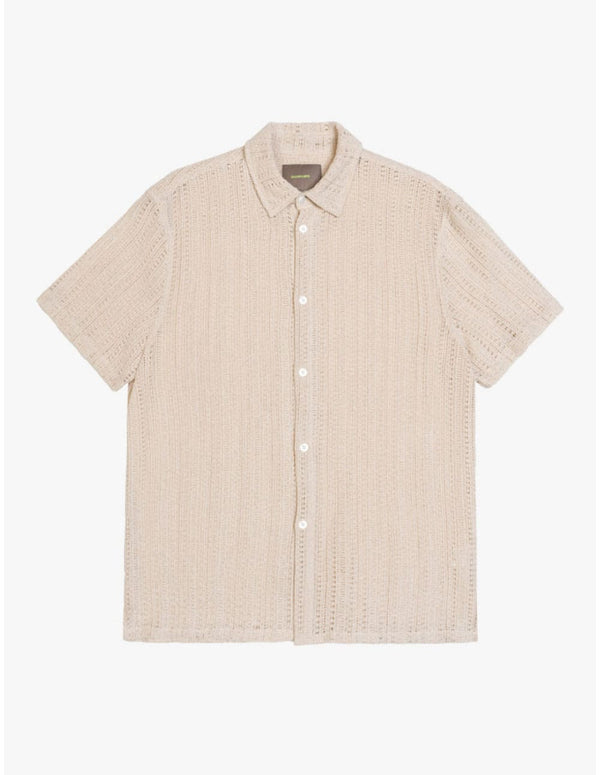 Camisa Gianni Lupo de Punto Abierto Beige Hombre