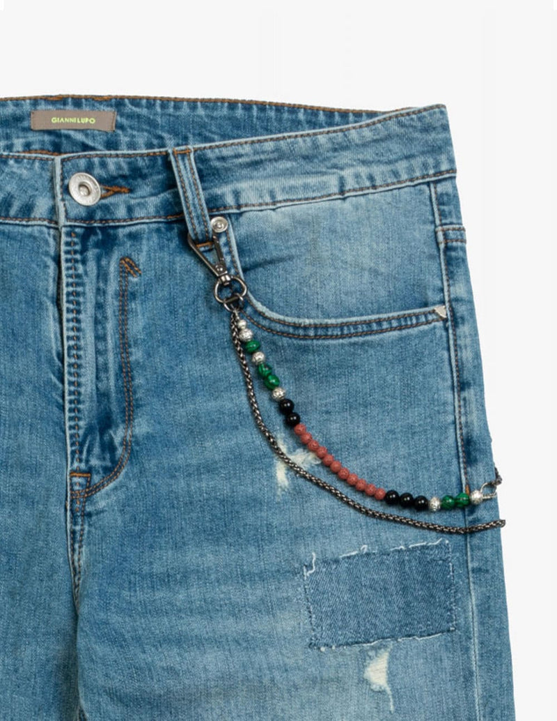 Pantalón Vaquero Gianni Lupo con Rip Repair Azul Hombre GL6341Q