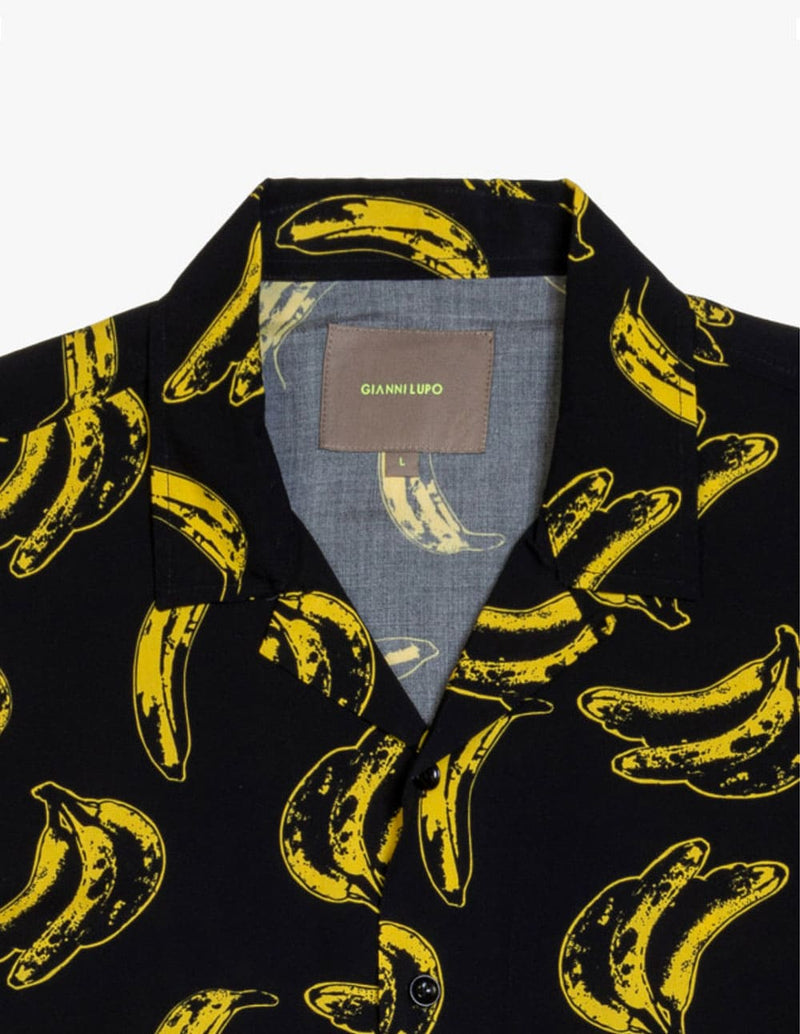 Camisa Gianni Lupo con Estampado Negra Hombre