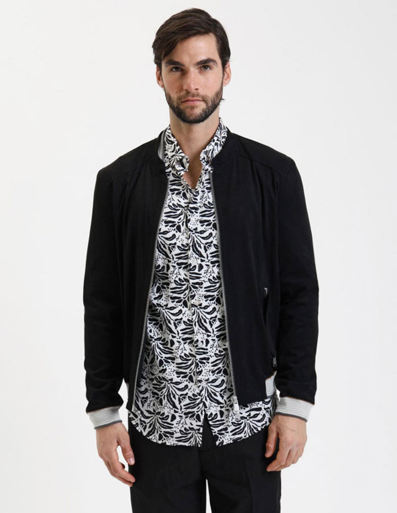 Chaqueta Bomber Gianni Lupo con Logo Negra Hombre