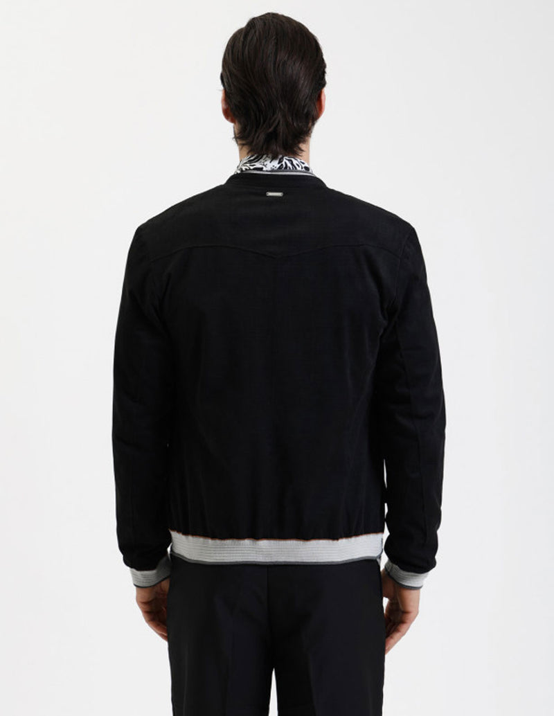 Chaqueta Bomber Gianni Lupo con Logo Negra Hombre