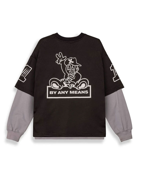 Camiseta Grimey Race War Mesh Manga Larga Negra Unisex