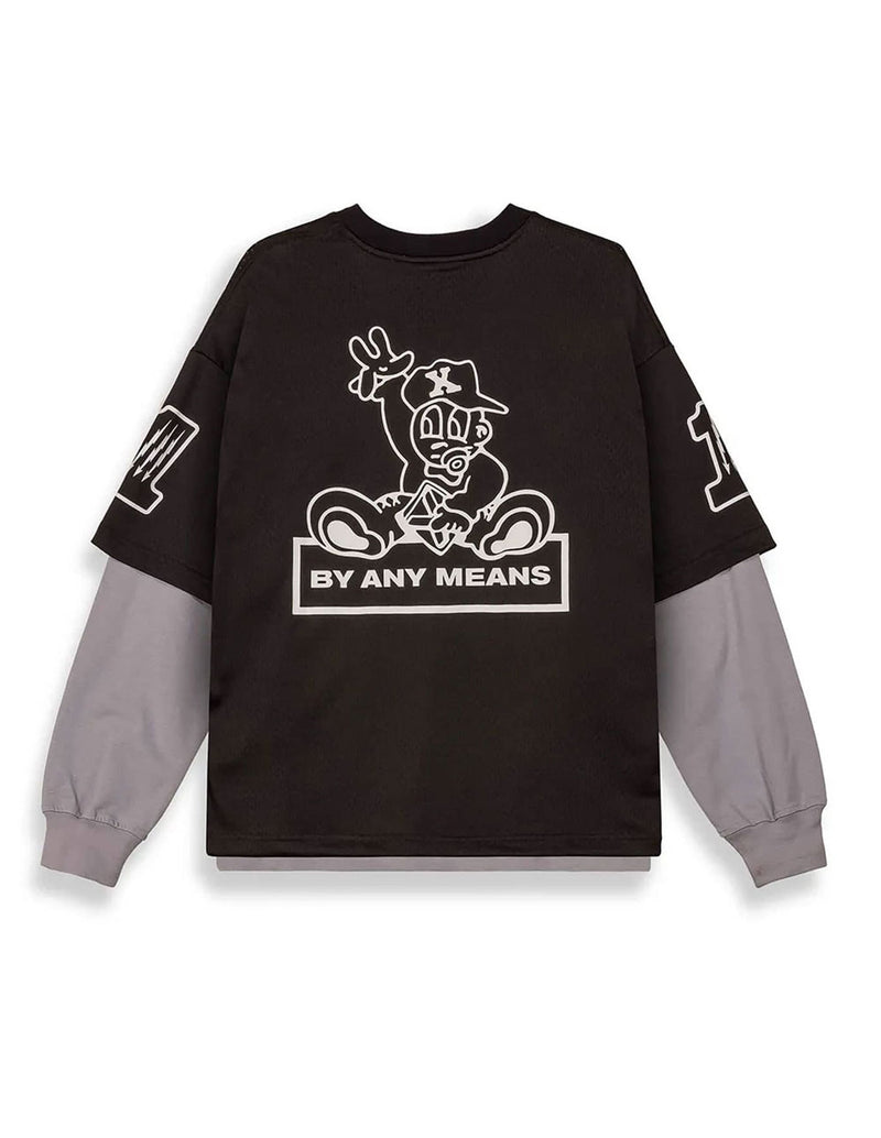 Camiseta Grimey Race War Mesh Manga Larga Negra Unisex