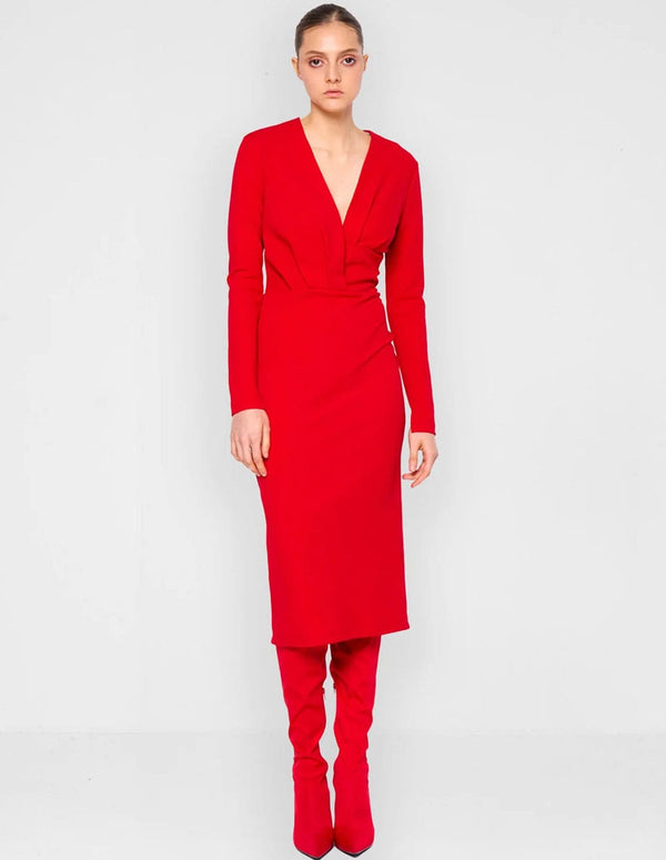 Vestido Silvian Heach Escote Pico Rojo Mujer