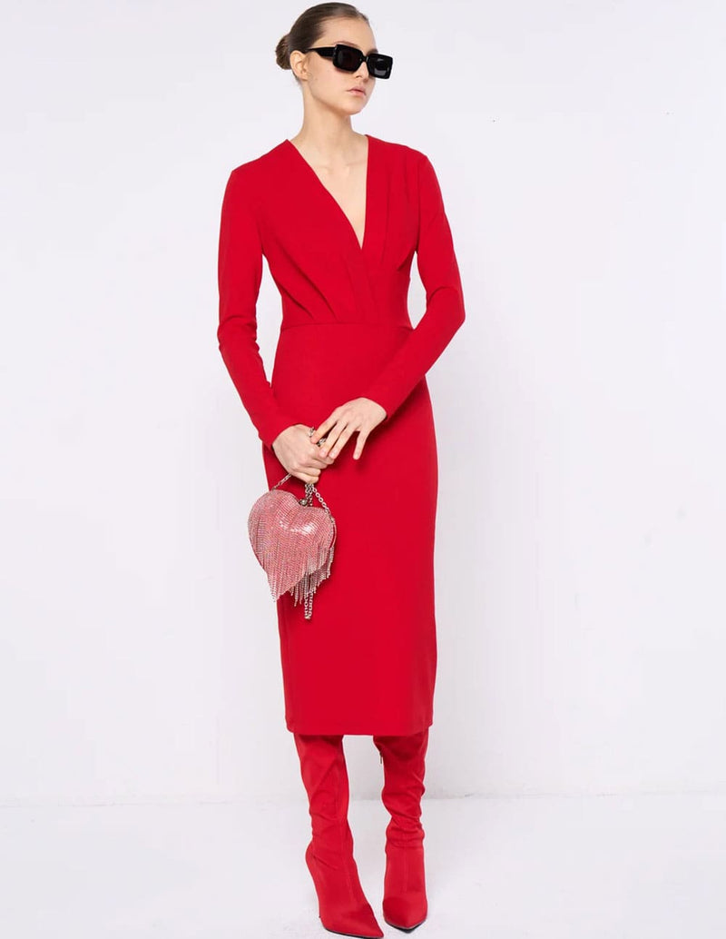 Vestido Silvian Heach Escote Pico Rojo Mujer