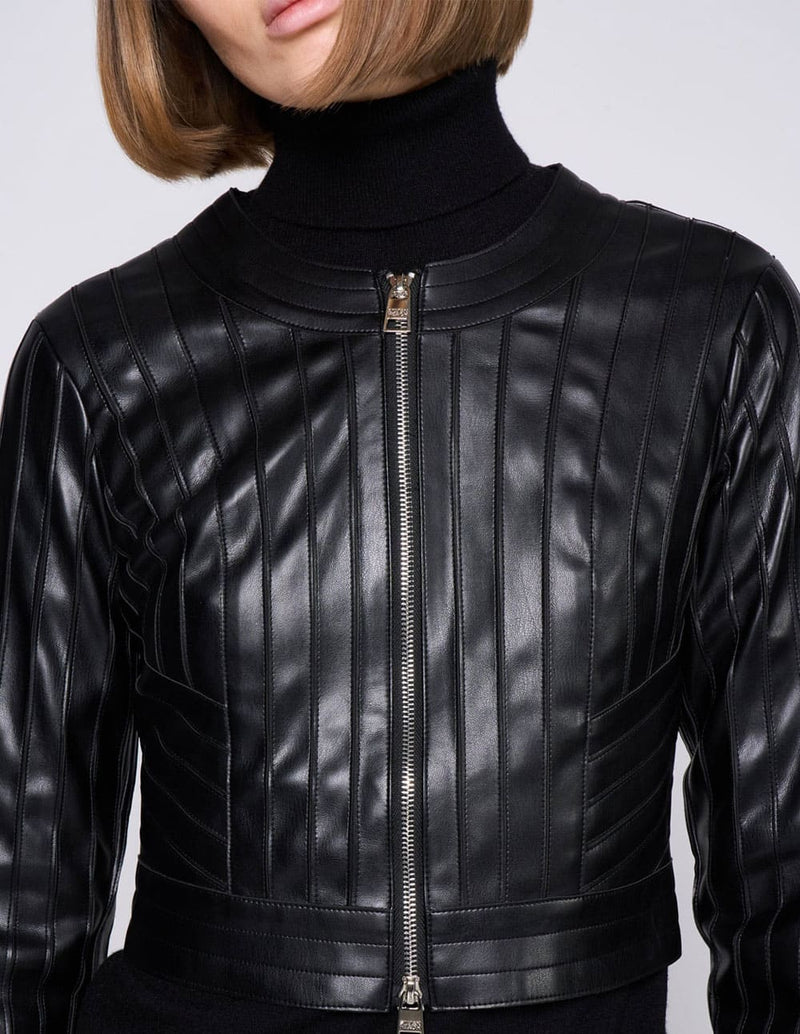 Chaqueta Silvian Heach Faux Leather Negra Mujer