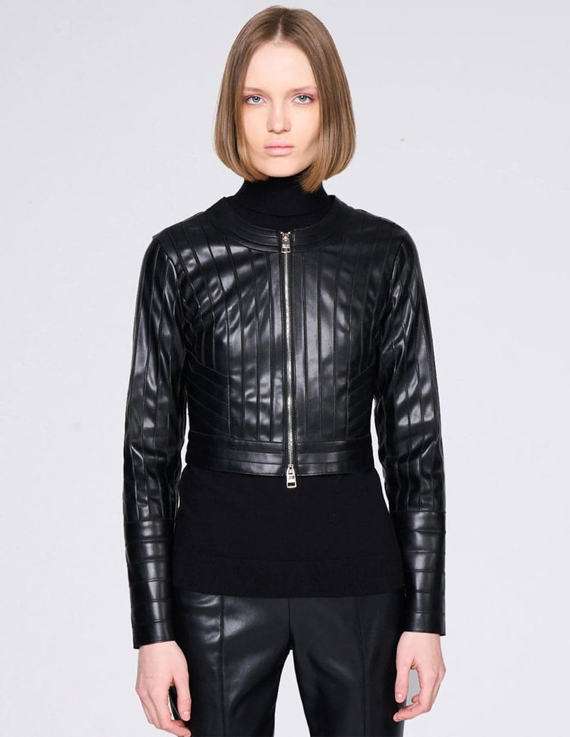 Chaqueta Silvian Heach Faux Leather Negra Mujer