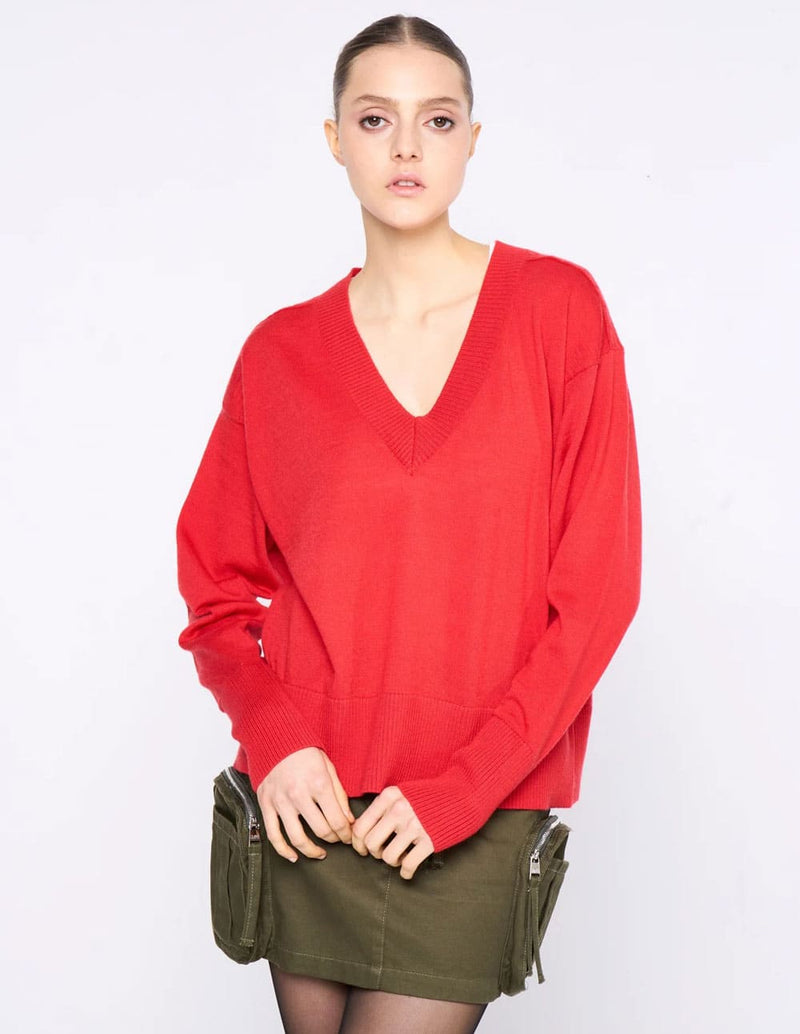 Jersey Silvian Heach con Escote Pico Rojo Mujer