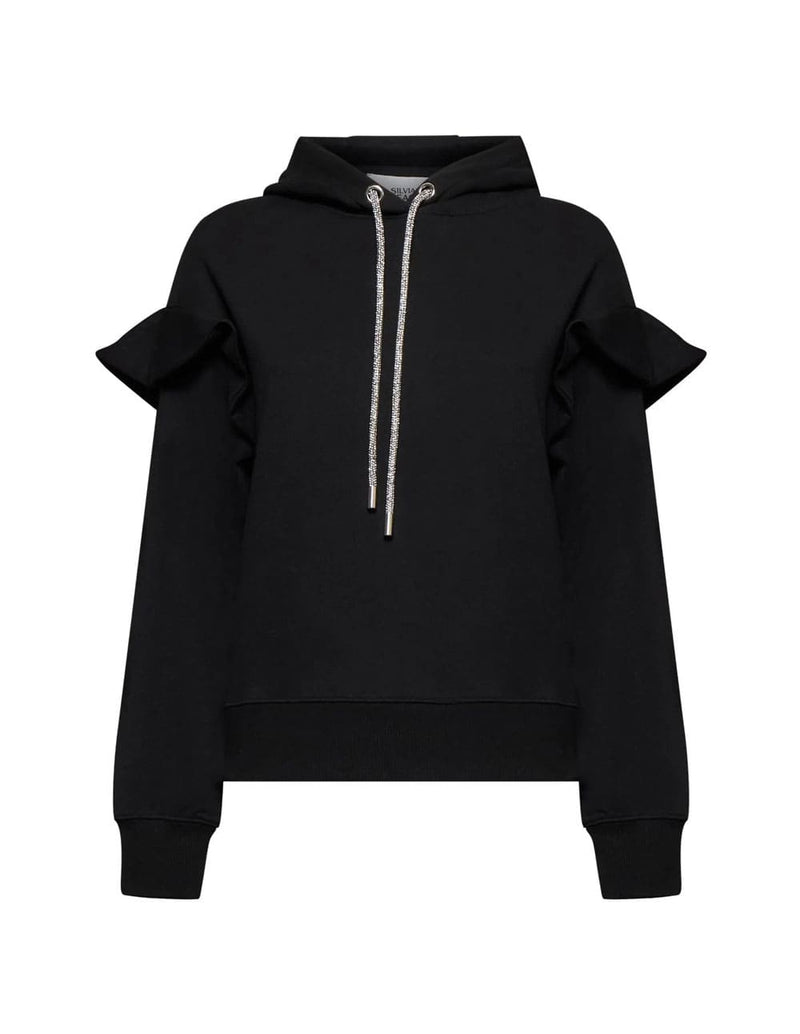 Sudadera Silvian Heach con Volante Negra Mujer