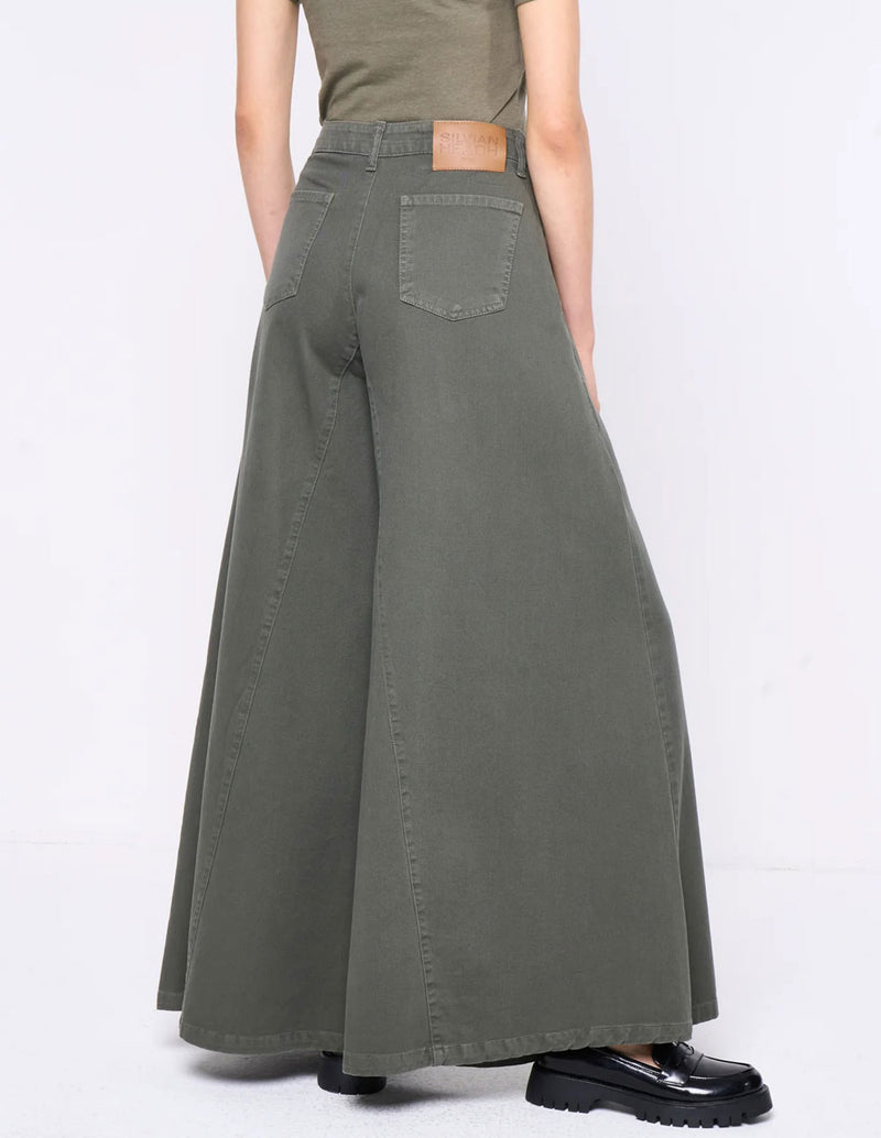 Pantalón Vaquero Silvian Heach Wide Verde Mujer