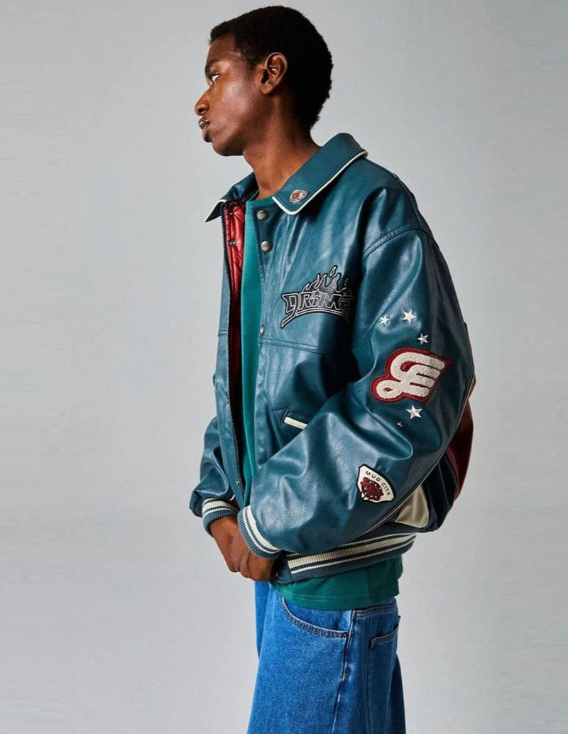Chaqueta Grimey Deeper Pu Leather Azul Unisex