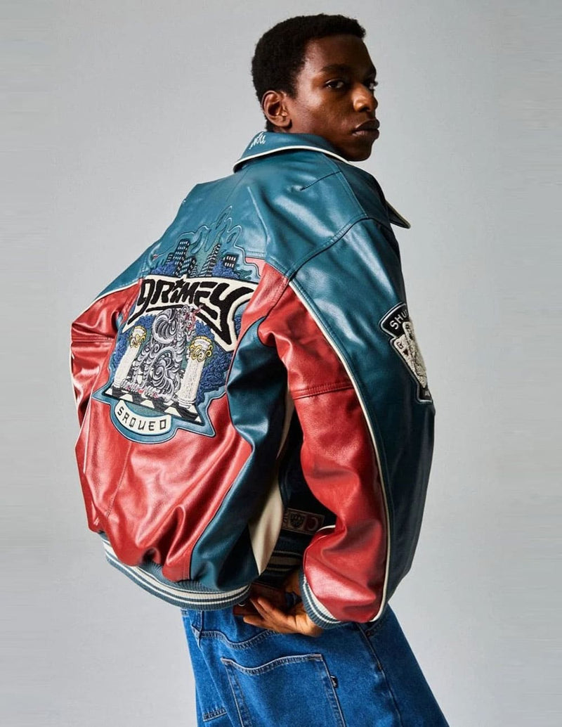 Chaqueta Grimey Deeper Pu Leather Azul Unisex