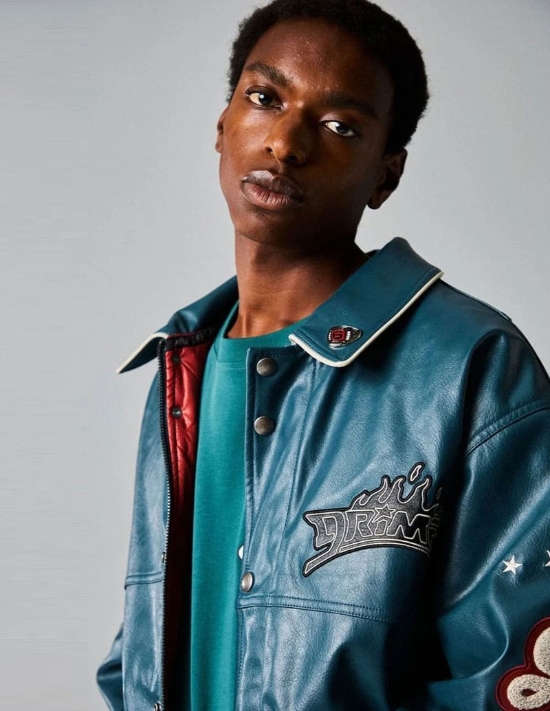 Chaqueta Grimey Deeper Pu Leather Azul Unisex