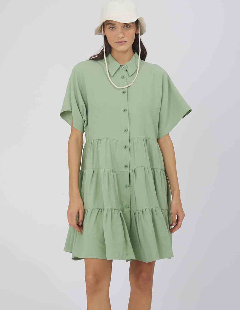 Silvian Heach Shirt Dress with Green Ruffles for Women