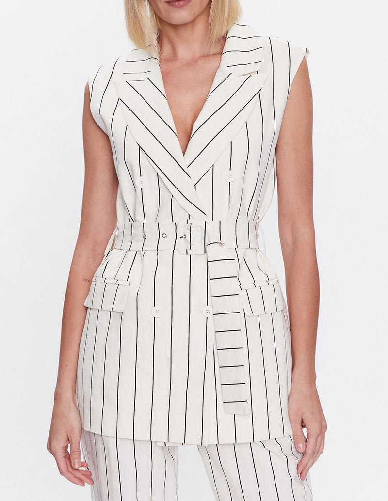 Women's White Striped Silvian Heach Blazer Vest