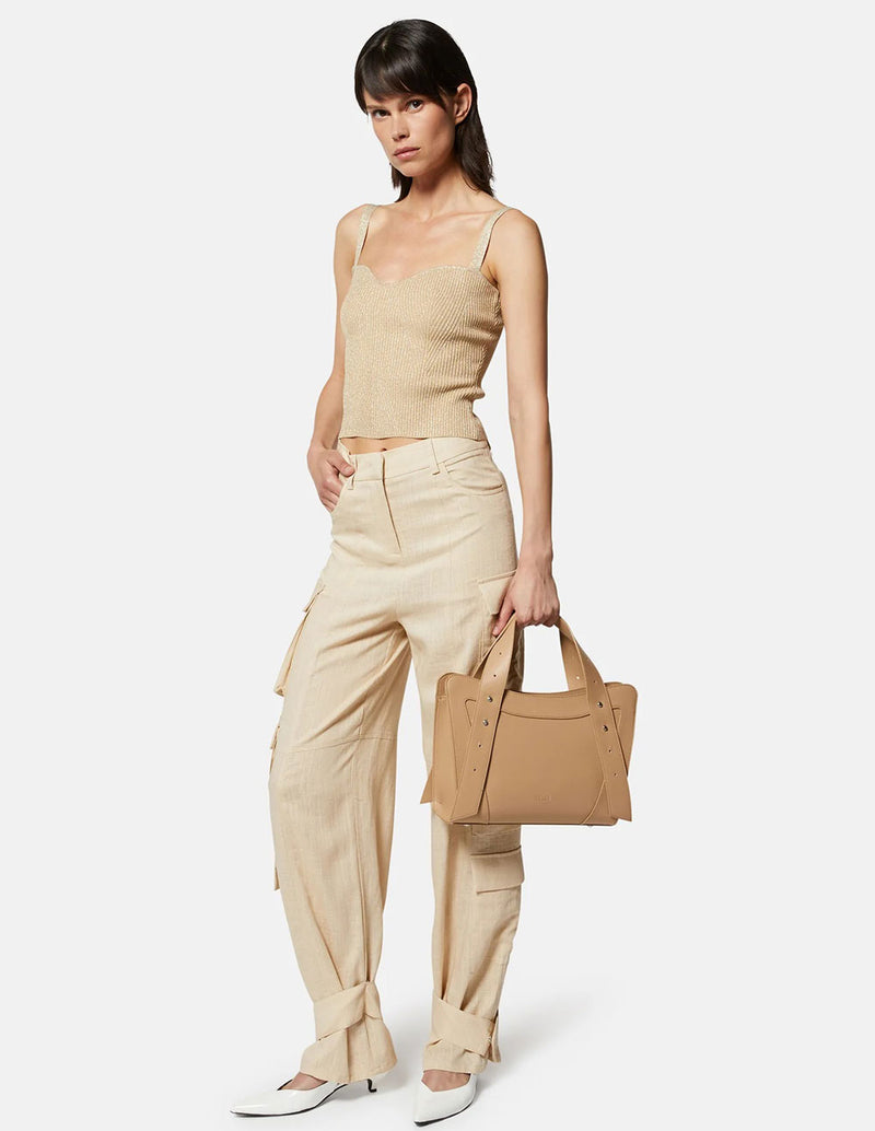 Pantalón Cargo Silvian Heach de Lino Beige Mujer