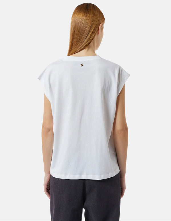 Camiseta Silvia Heach Escote Pico Blanca Mujer