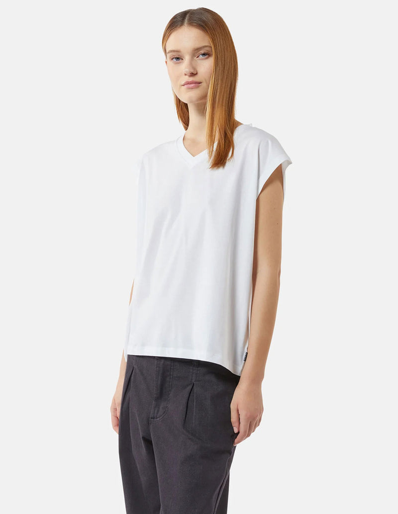Camiseta Silvia Heach Escote Pico Blanca Mujer