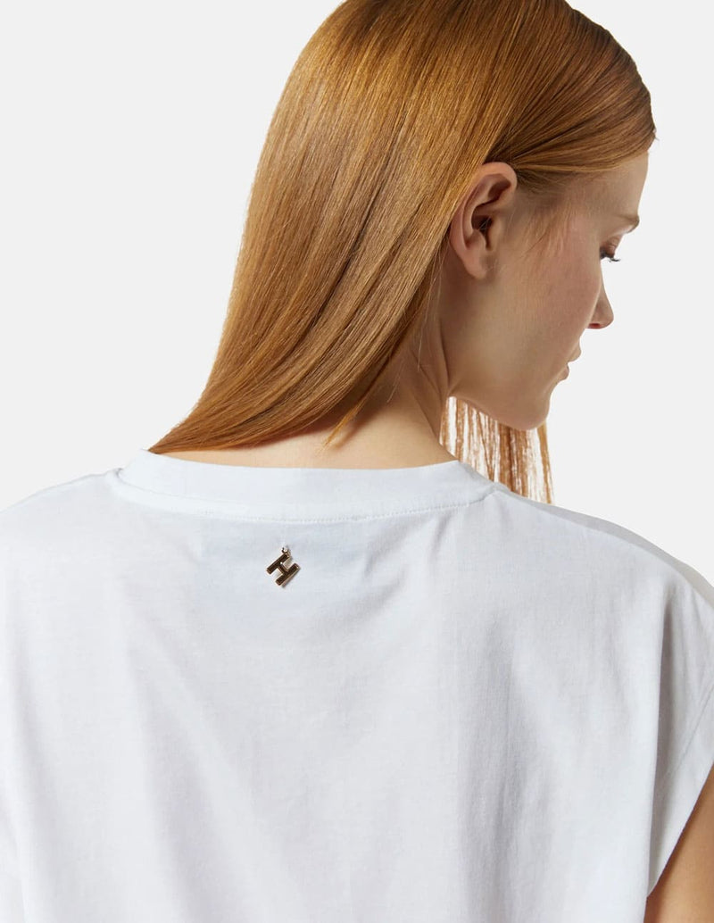Camiseta Silvia Heach Escote Pico Blanca Mujer