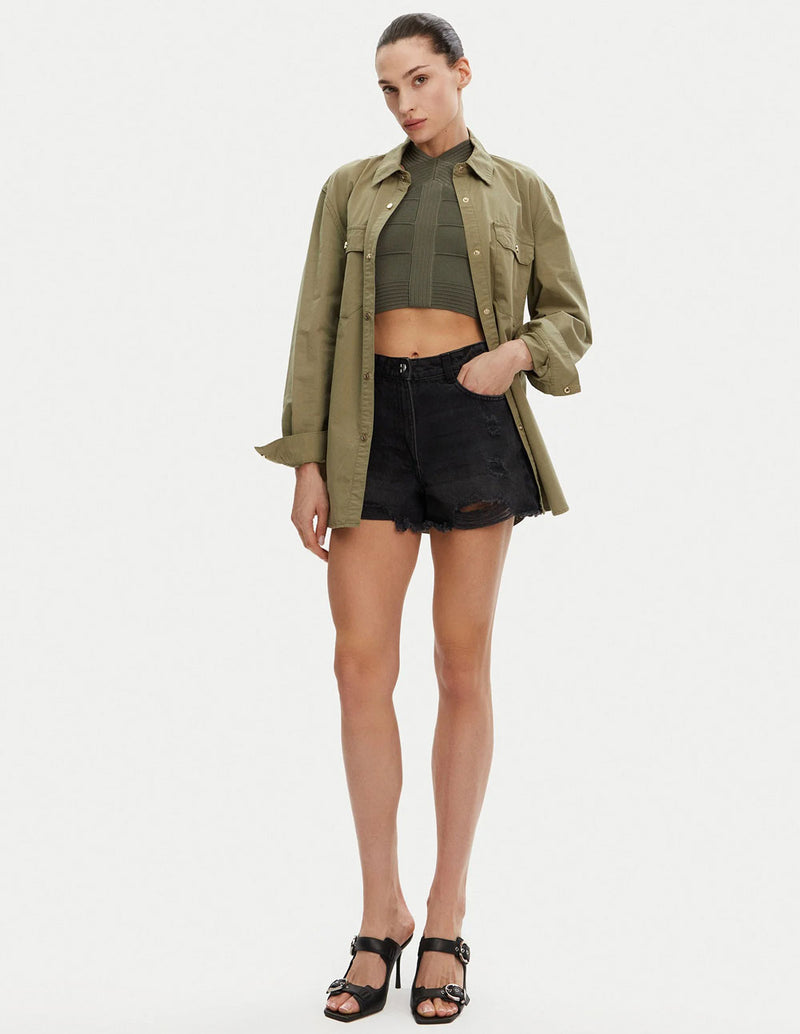 Pantalón Corto Silvian Heach con Logo Negro Mujer