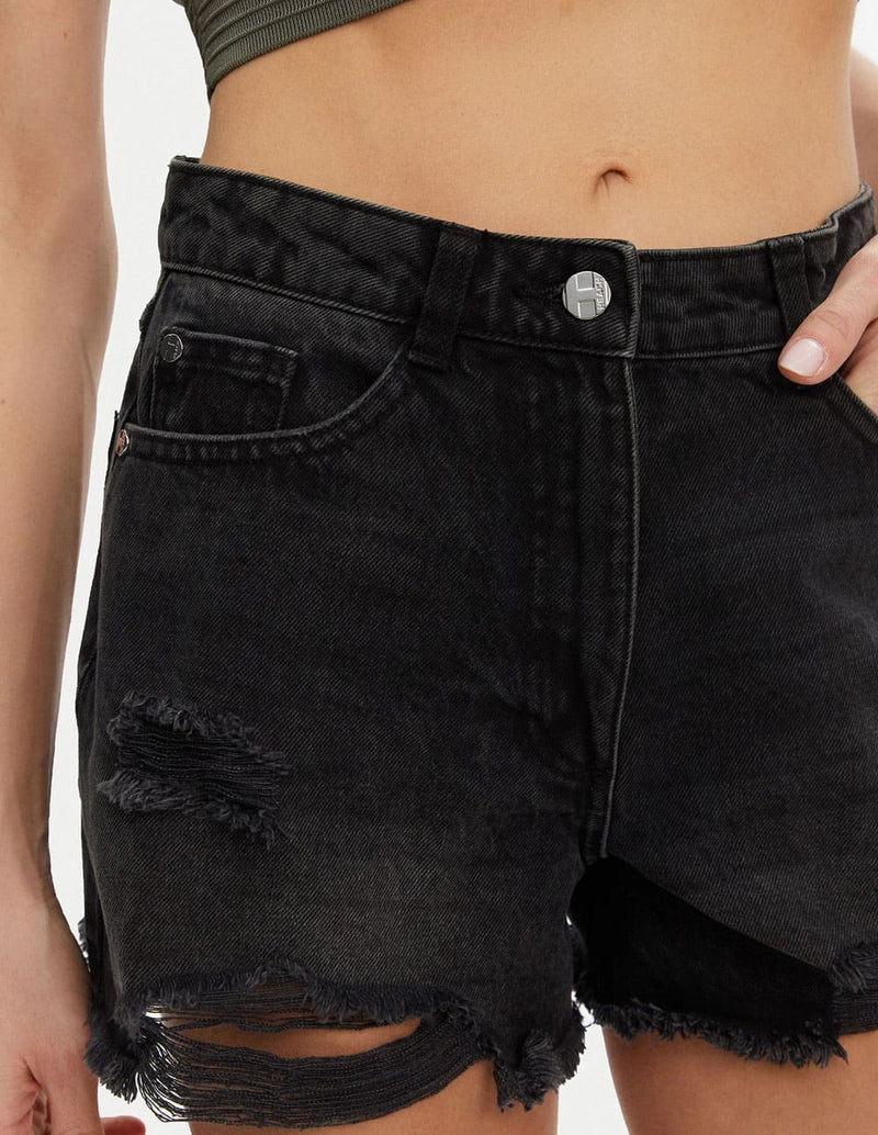 Pantalón Corto Silvian Heach con Logo Negro Mujer