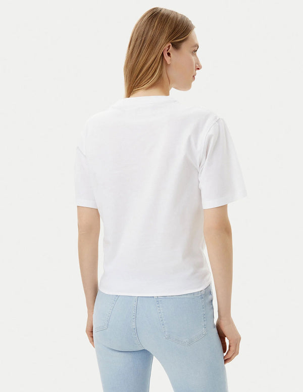 Camiseta Silvian Heach con Logo y Nudo Blanca Mujer