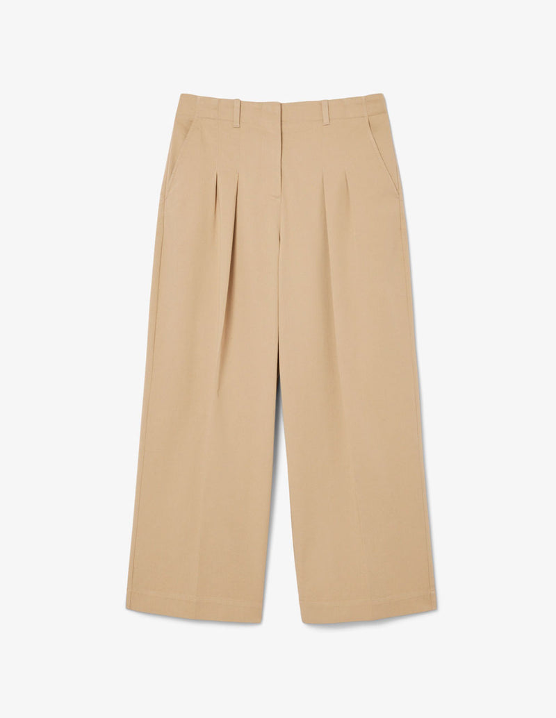 Pantalón Lacoste Wide Fit Stretch Gabardine Beige Mujer