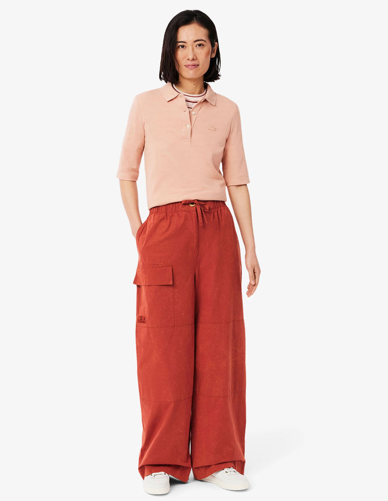 Pantalón Lacoste con Logo Oversized Naranja Mujer