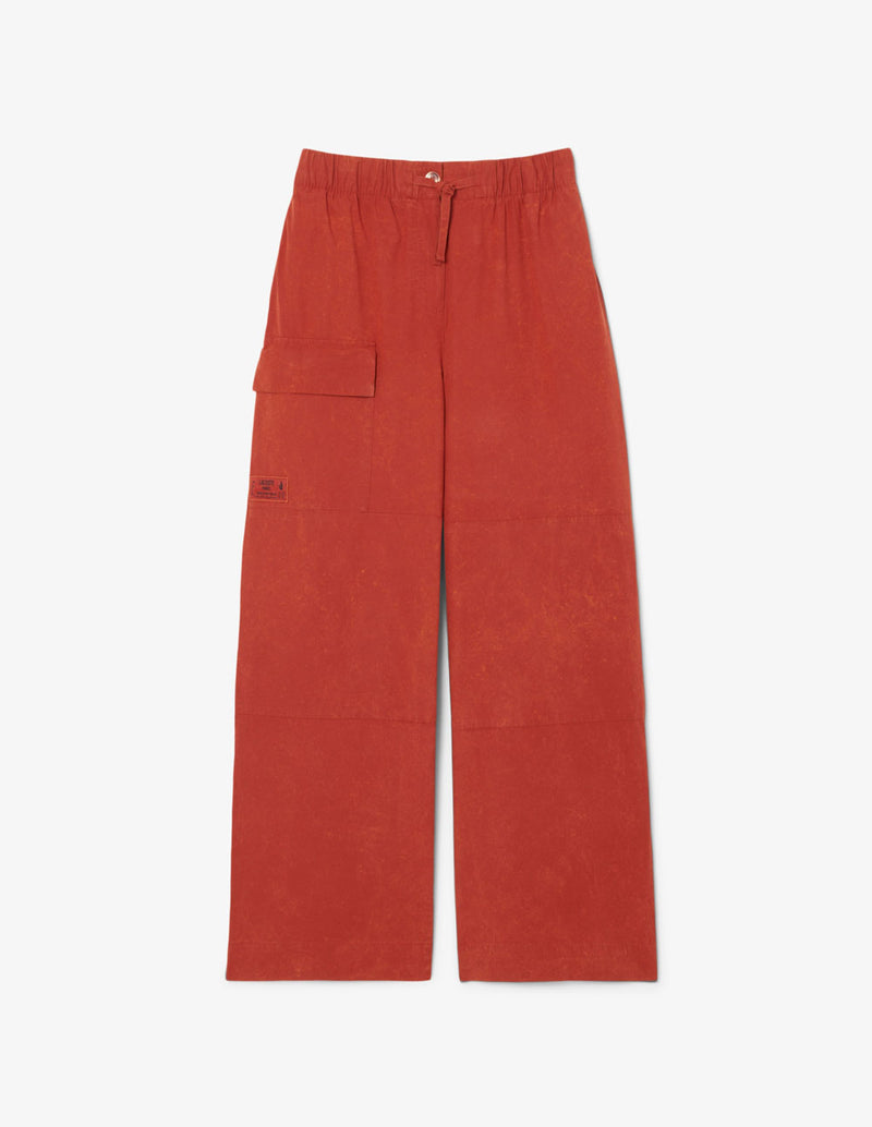Pantalón Lacoste con Logo Oversized Naranja Mujer