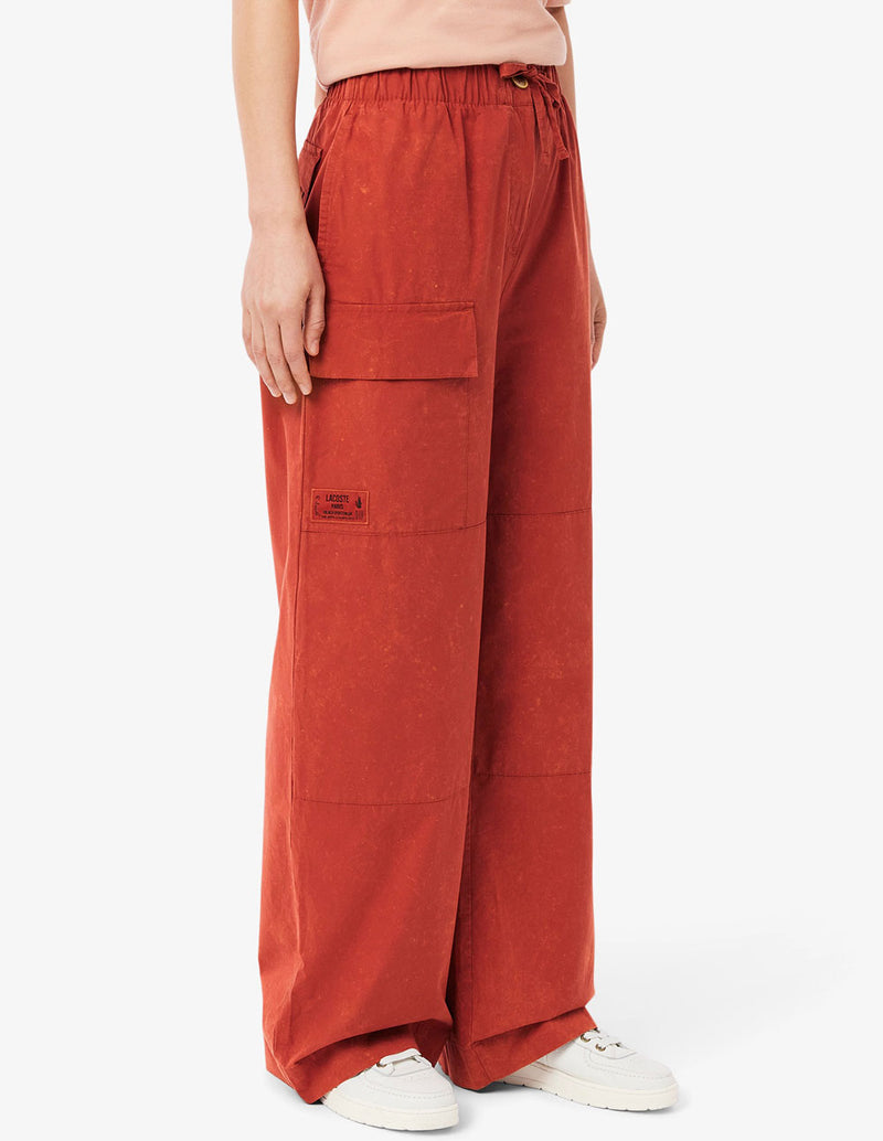 Pantalón Lacoste con Logo Oversized Naranja Mujer