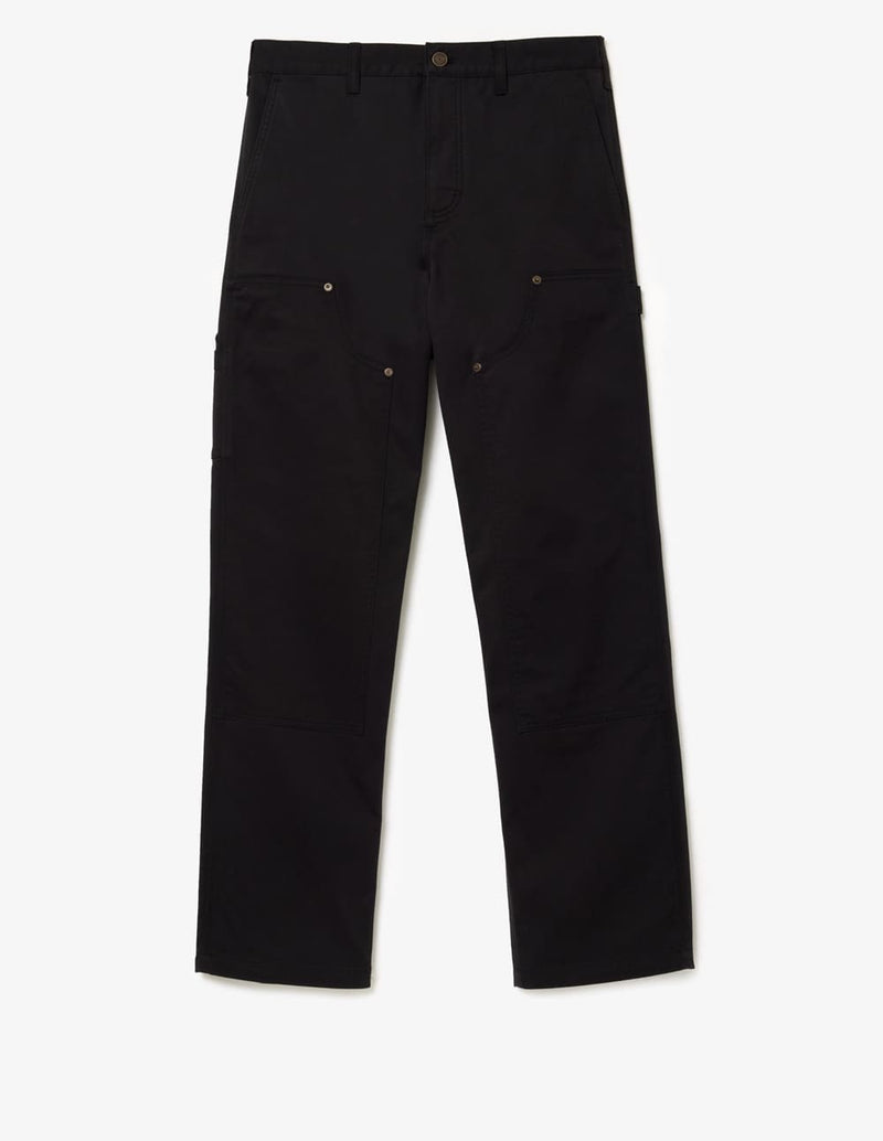 Pantalón Cargo Lacoste de Sarga de Algodón Negro Hombre