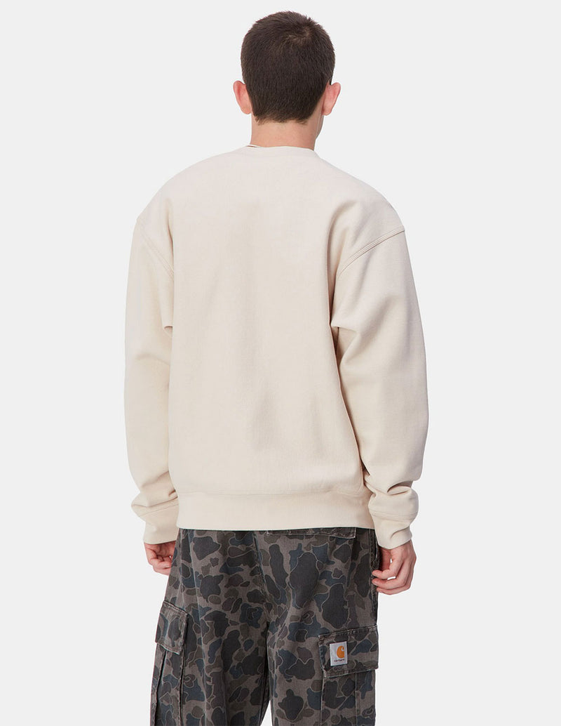 Sudadera Carhartt WIP American Script Beige Hombre