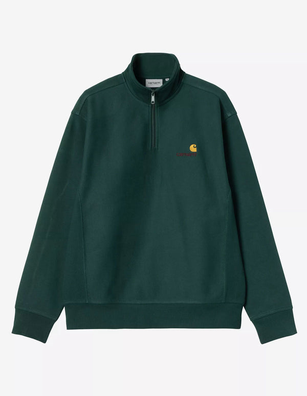 Sudadera Carhartt WIP Half Zip American Script Verde Hombre