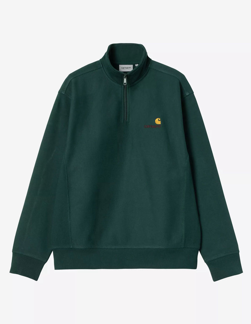 Sudadera Carhartt WIP Half Zip American Script Verde Hombre