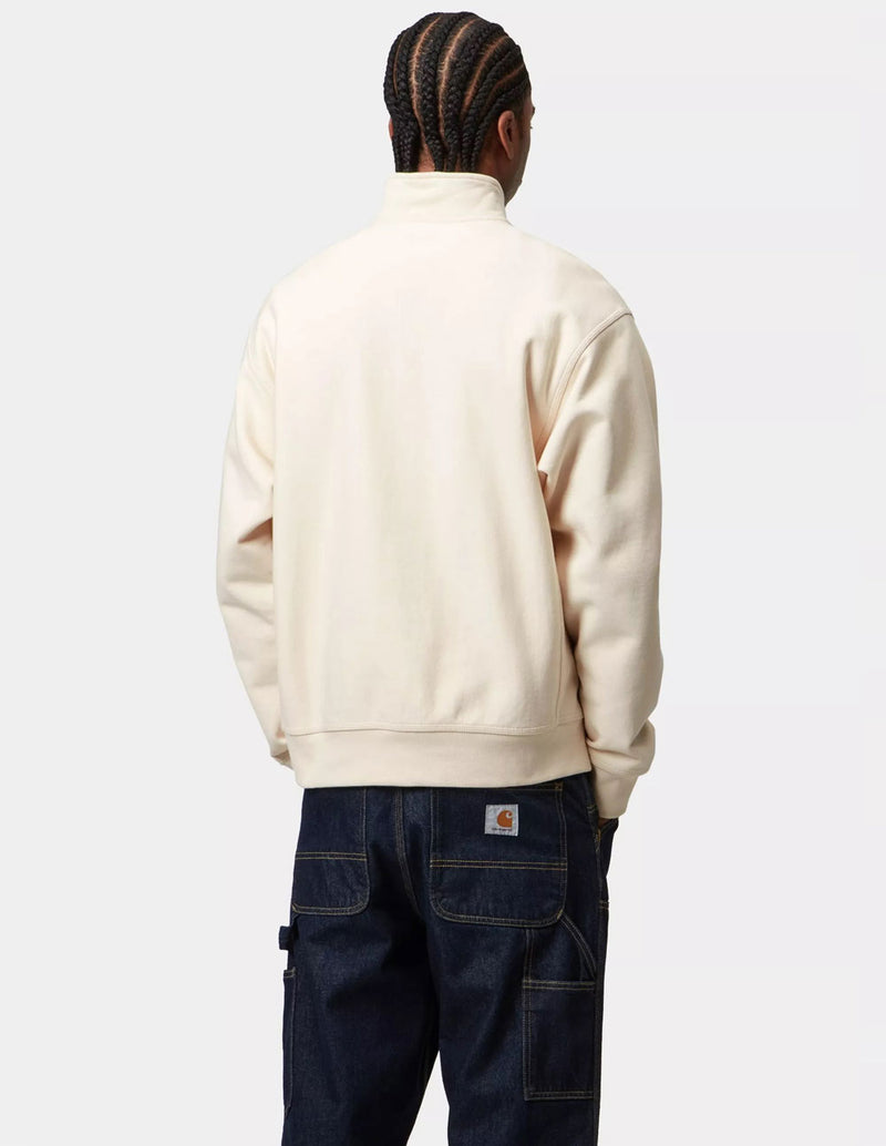 Sudadera Carhartt WIP Half Zip American Script Beige Hombre