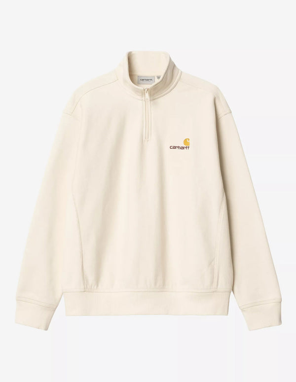 Sudadera Carhartt WIP Half Zip American Script Beige Hombre